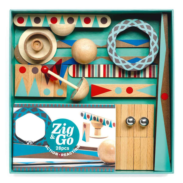 Konstruktionsspiel Zig & Go Kugelbahn 28 Teile Roll